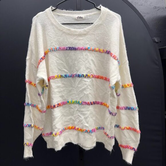 Sweaters - Pulse Boutique Cream Multicolored Knit Sweater